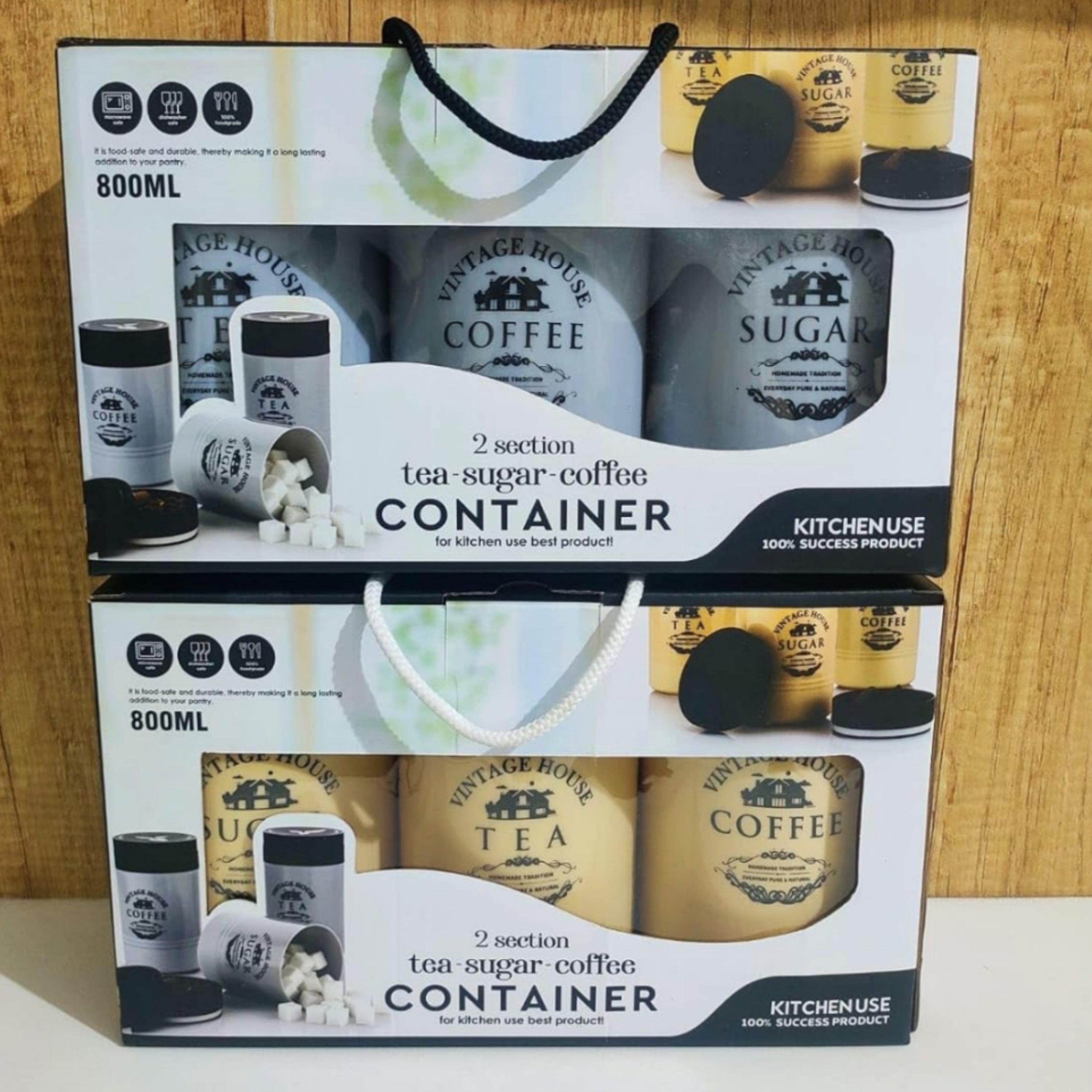 Wraflux 3 Set Tea , Coffee & Sugar Container 800ml | Kitchen Container with Name Tea,coffee,sugar | Pack of 3 (Multicolour)